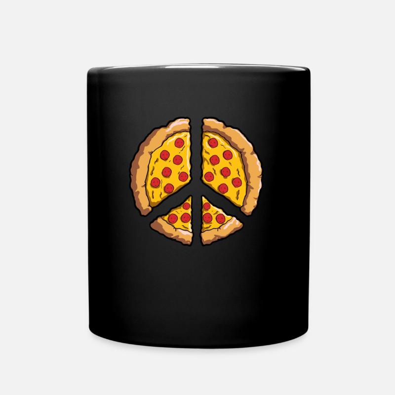 Pizza Peace Zeichen Frieden Fast Food Geschenk - Tasse einfarbig - Schwarz