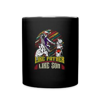 Vater und Sohn Motorcross Supercross Vater Sohn - Tasse einfarbig - Schwarz - Vorne
