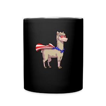 4. Juli Super Lama Alpaca Patriot Amerika USA - Tasse einfarbig - Schwarz - Vorne
