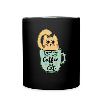 Katze Geschenk Mama Frauen Mädchen Kaffee - Full Colour Mug - black - Front