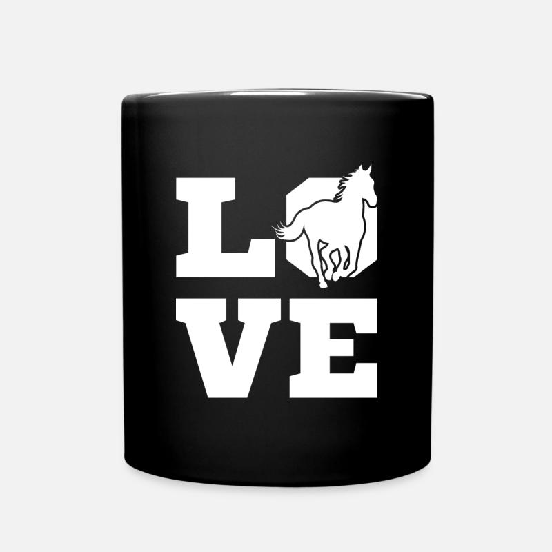 Pferde Reiten - Tasse einfarbig - Schwarz
