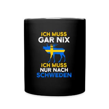 Schweden Elch Flagge Urlaub Liebe - Tasse einfarbig - Schwarz - Vorne