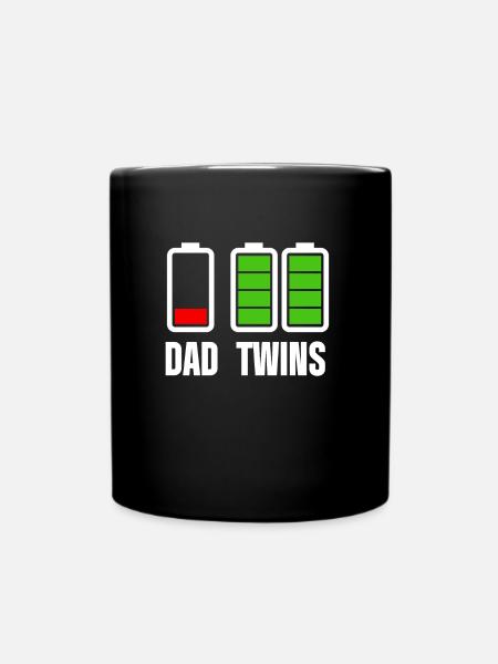 DAD TWINS Papa Zwillinge Zwilling Akku Batterie - Tasse einfarbig - Schwarz
