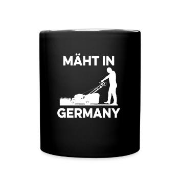 Mows in Germany lawnmower lawn mow gardener - Full Colour Mug - black - Front