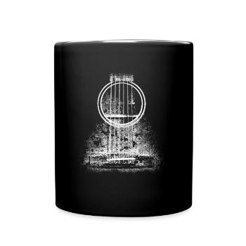 Akustische Gitarre spielen Akustik Motiv Musik - Tasse einfarbig - Schwarz - Vorne