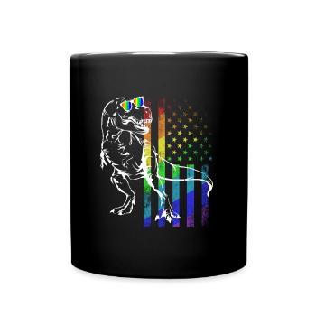Pride Rainbow Dinosaurier T-Rex Gay PRIDE FLAG USA - Tasse einfarbig - Schwarz - Vorne