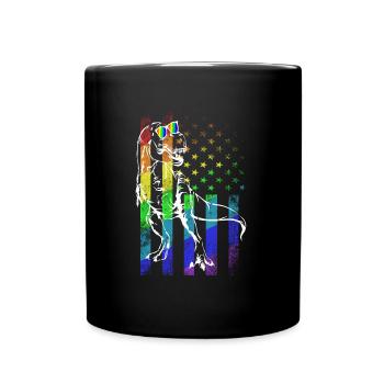 Funny T-Rex Gay Pride Flag Dinosaur Gay - Full Colour Mug - black - Front