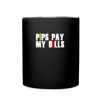 Pips pay my bills - Trader Stock Exchange - Full Colour Mug - black - Front