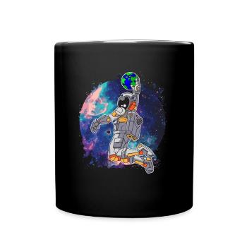 Un astronaute cool joue au basketball dans l'espace - Mug uni - noir - Devant