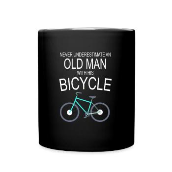 Alter Mann mit Fahrrad - Tasse einfarbig - Schwarz - Vorne