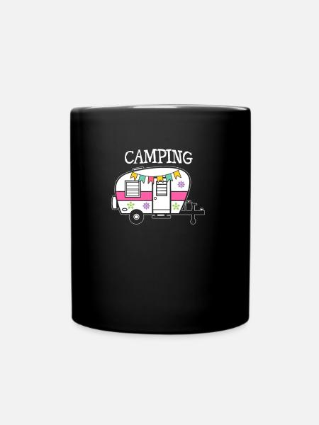 Camping Wohnwagen - Tasse einfarbig - Schwarz