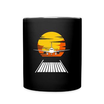 Flugzeug Pilot - Tasse einfarbig - Schwarz - Vorne