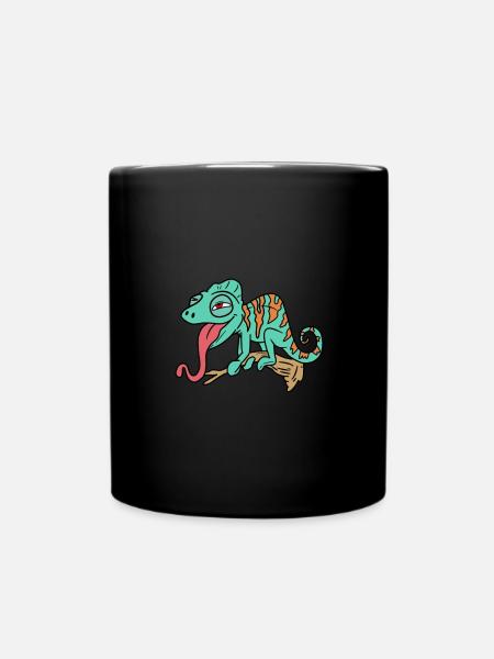 cool chameleon - Full Colour Mug - black