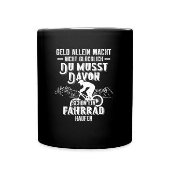 Fahrrad Mountainbike lustiger Spruch biken bike - Tasse einfarbig - Schwarz - Vorne