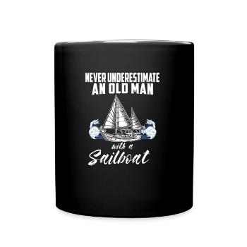 Never underestimate an old man sailboat - Full Colour Mug - black - Front