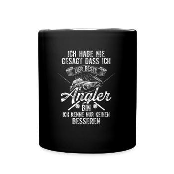 Der Beste Angler - Lustiger Spruch - Tasse einfarbig - Schwarz - Vorne
