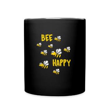 Bee happy beekeeper bees - Full Colour Mug - black - Front