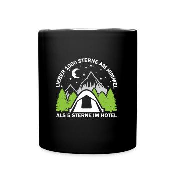 Lieber 1000 Sterne am Himmel als 5 am Hotel - Tasse einfarbig - Schwarz - Vorne