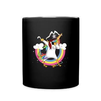 Unicorn pirate dabbing - Full Colour Mug - black - Front