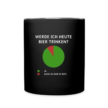 Werde ich heute Bier trinken? - Tasse einfarbig - Schwarz - Vorne