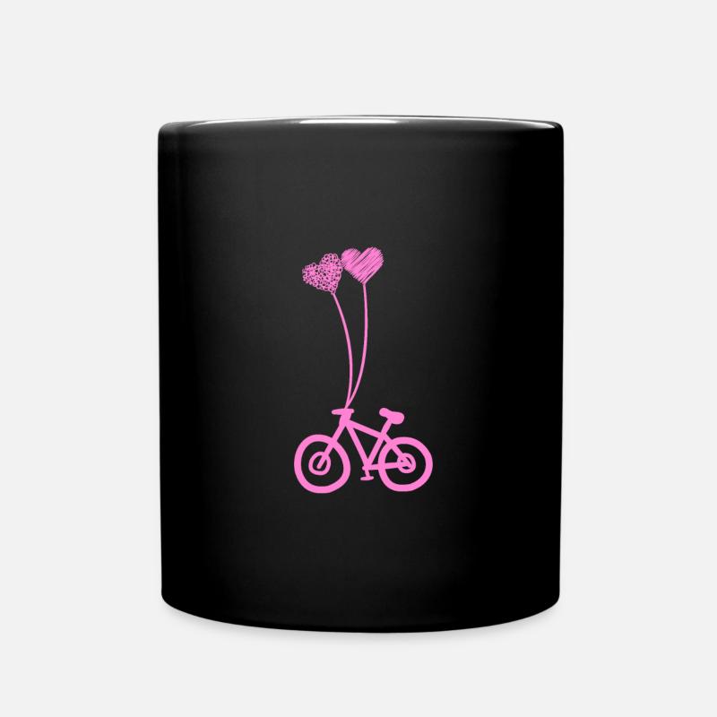 fahrrad herzen - Tasse einfarbig - Schwarz