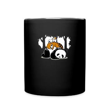 Panda Koala Bär Hase Faul Schlafen Couch Geschenk - Tasse einfarbig - Schwarz - Vorne