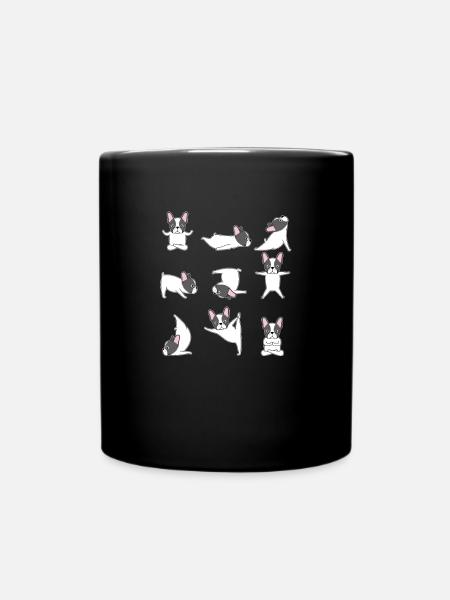 Frenchie Fränzösische Bulldogge Yoga - Tasse einfarbig - Schwarz