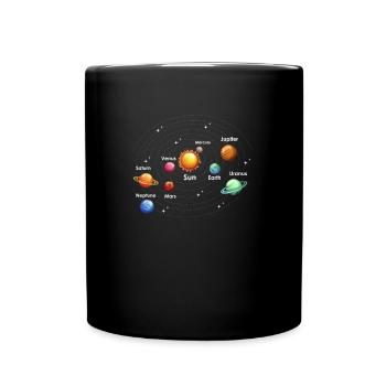 Universum Planeten - Tasse einfarbig - Schwarz - Vorne