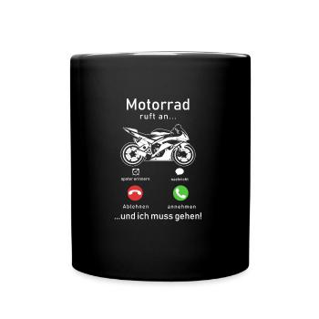 Motorrad ruft an - Tasse einfarbig - Schwarz - Vorne