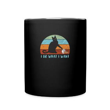 Lustige Retro Katze - Tasse einfarbig - Schwarz - Vorne