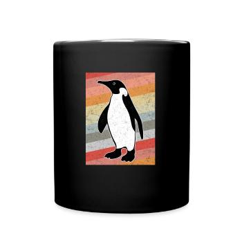 Vintage Pinguin - Tasse einfarbig - Schwarz - Vorne