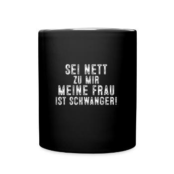 Schwanger - Tasse einfarbig - Schwarz - Vorne
