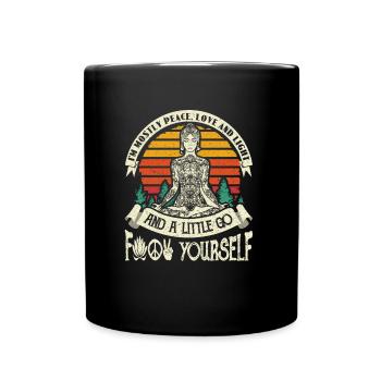 I'm Mostly Peace Love Light - Yoga Meditation - Full Colour Mug - black - Front