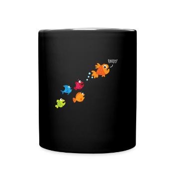 Poisson pêche enfants péter chiots - Mug uni - noir - Devant
