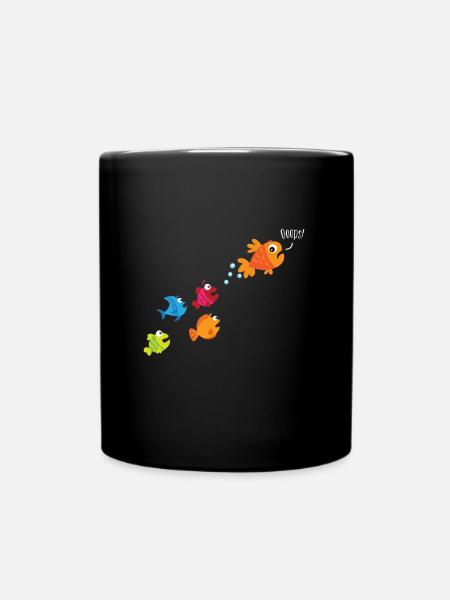 Poisson pêche enfants péter chiots - Mug uni - noir