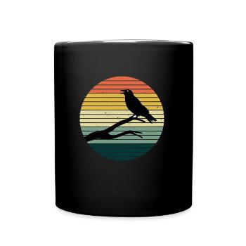 OISEAU DE RAVEN NOIR RÉTRO NOIR DE HALLOWEEN - Mug uni - noir - Devant