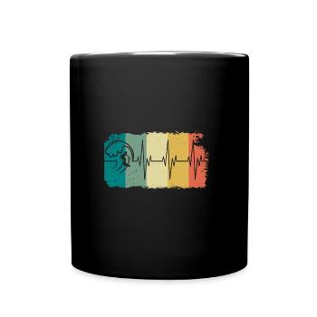 Surfer Herzschlag Surfen vintage surfer heartbeat - Tasse einfarbig - Schwarz - Vorne