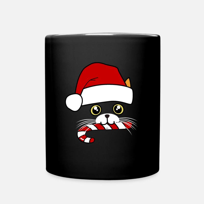 katze weihnachten - Tasse einfarbig - Schwarz
