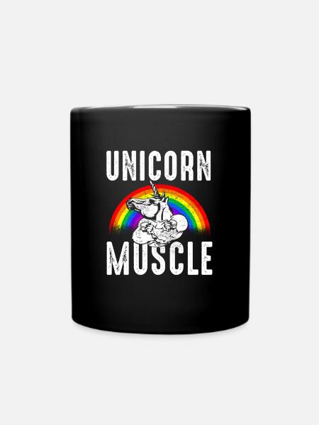 Einhorn Muskel - Tasse einfarbig - Schwarz