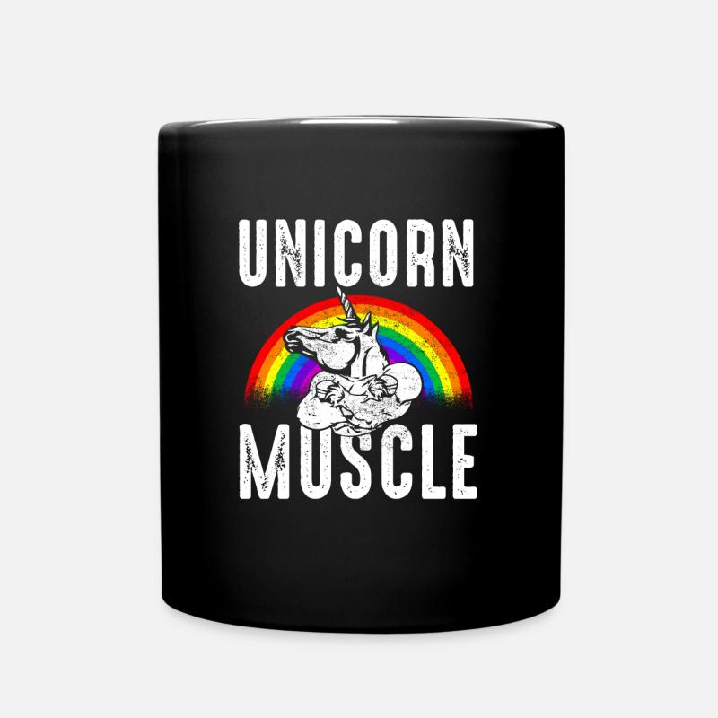 Einhorn Muskel - Tasse einfarbig - Schwarz