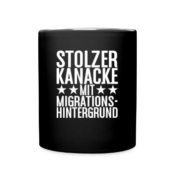 Kanacke - Türke, Kannacke, Kanake - Tasse einfarbig - Schwarz - Vorne