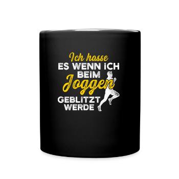 Jogging Marathon geblitzt Running Jogger - Tasse einfarbig - Schwarz - Vorne