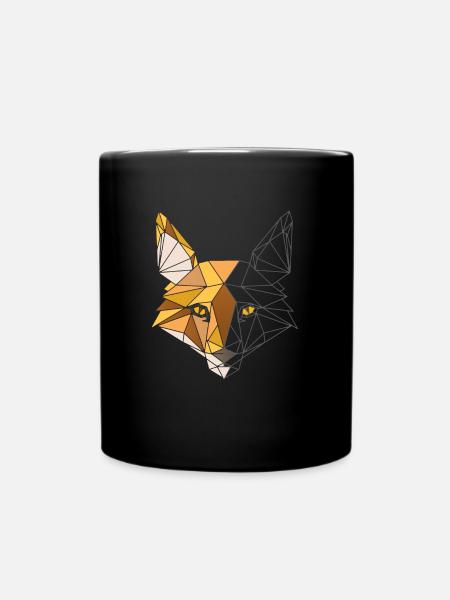 Polygon Fox Fox - Full Colour Mug - black