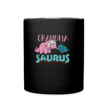 Grandma Saurus Oma Dinosaurier Dino Enkel Enkelin - Tasse einfarbig - Schwarz - Vorne