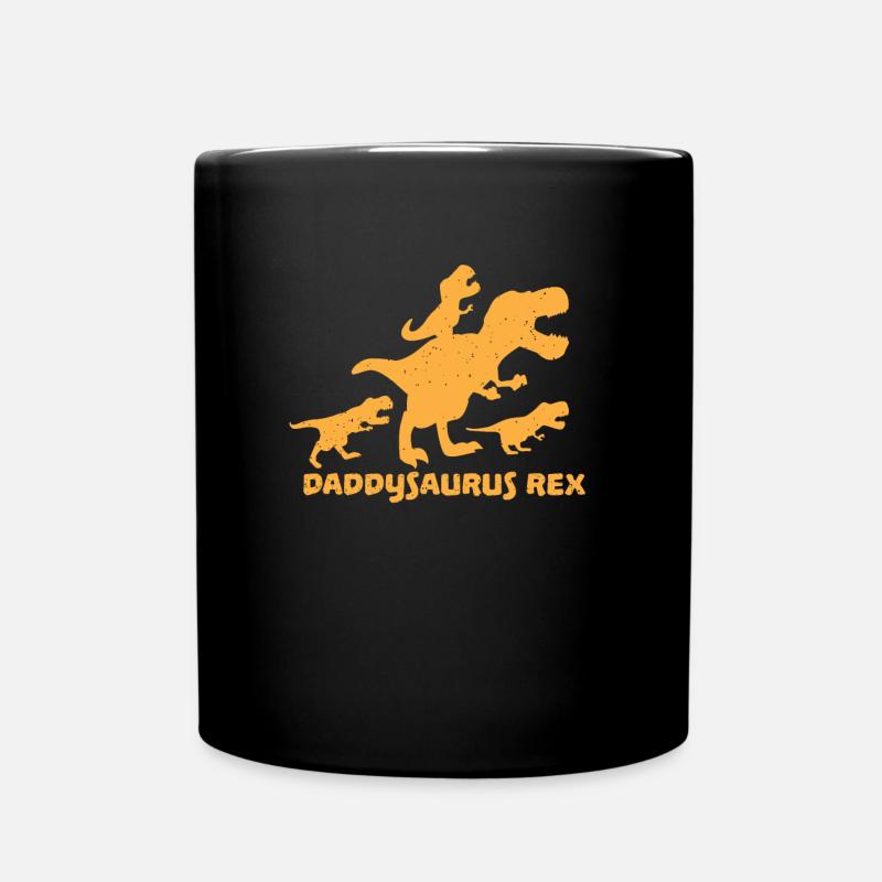 Daddysaurus Rex Papa von 3 Kindern - Tasse einfarbig - Schwarz