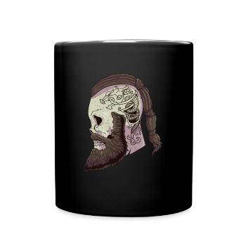 Tête de Viking Tattoo Runes de crâne de Viking - Mug uni - noir - Devant