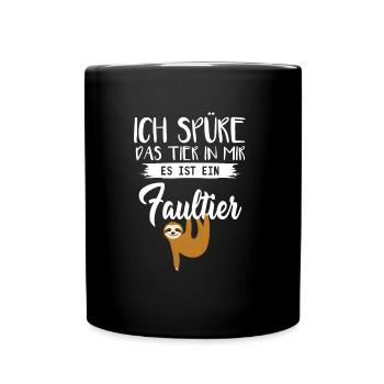 Ich spür das Tier in mir Faultier - Tasse einfarbig - Schwarz - Vorne