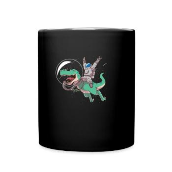 L'astronaute monte T Rex Dinosauier Astro Dino - Mug uni - noir - Devant