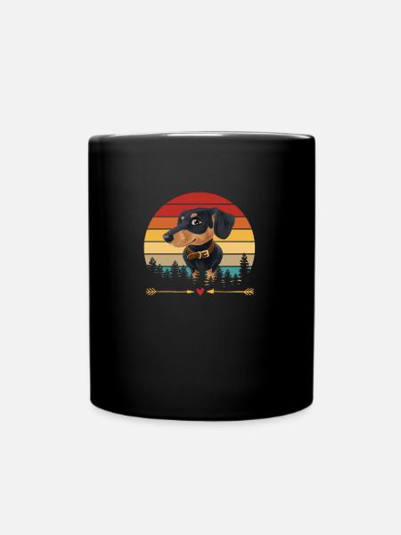 Vintage Dachshund - Tasse einfarbig - Schwarz