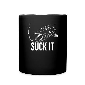 Suck It - Raubfisch, Angler, Angeln, Hecht - Tasse einfarbig - Schwarz - Vorne